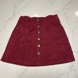 Girls Size 14, Amy Byer Wine Corduroy Skirt with Buttons